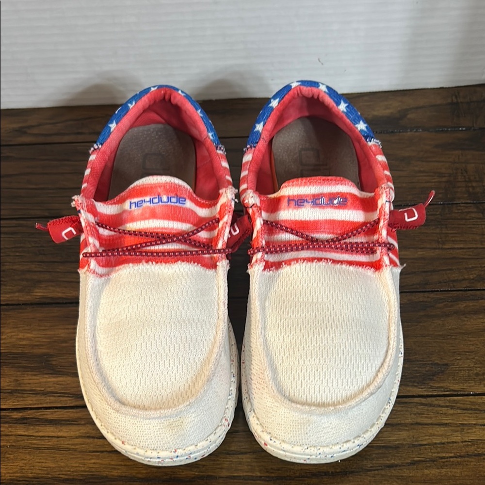 Hey Dude woman’s Red and Blue Shoes